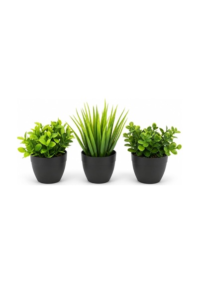 3 Lü Mini Yapay Çiçek Sukulent Seti, Saksılı Yapay Sukulent Bitki, Dekoratif Masaüstü Mini Bitk Belirtilmemiş