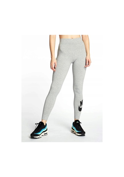Nike Swoosh Yüksek Bel Pamuklu Bayan Gri Tayt