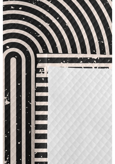 Geometrik Siyah Genç Odası Tek Kişilik Pike Takımı - Modern Hardal 160x220 Cm Kapitone Yatak Örtüsü Hafif Papatya Anısı