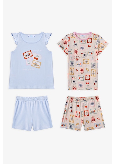 Penti Açık Mavi Kız Çocuk French Meal Pamuklu 2'li Pijama Takımı