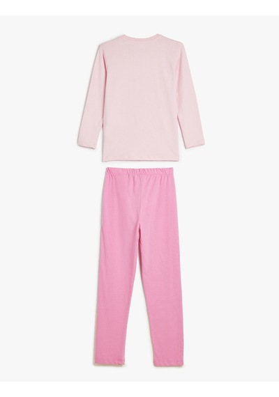 Koton Pijama Takımı Tavşan Baskılı Uzun Kollu Pamuklu Pembe 5wlk40017mk Gülkurusu