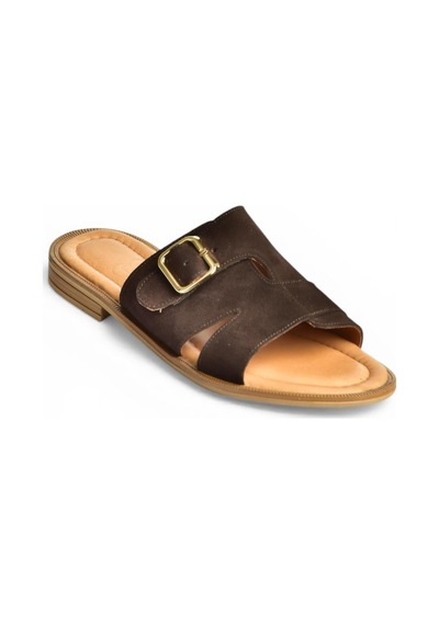 Fox Shoes Y944791002 Kahverengi Hakiki Deri Süet Kadın Terlik
