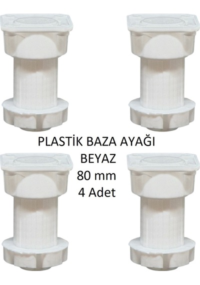 Plastik Baza Ayağı, Beyaz, 8 Cm 4 Adet Beyaz