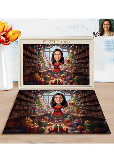 Bk Gift Kişiye Özel Kadın Yılbaşı Karikatür Tasarımlı 1000 Parça Profesyonel Puzzle-1, 1000 Puzzle, Yeni Yıl Hediyesi, Yılbaşı Hediyesi Kobitmeyencom3