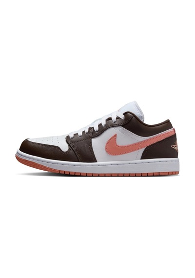 Nike Air Jordan 1 Low Womens Sneaker Hakiki Deri Kadın Günlük Spor Ayakkabı Beyaz Pembe Beyaz - Pembe