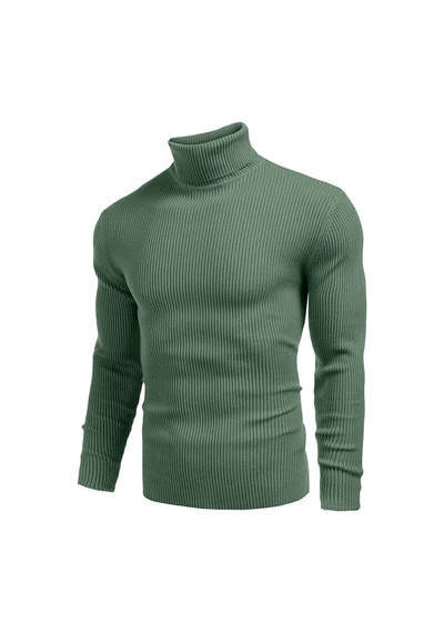 Polızeı Erkek Slim Fit Boğazlı Triko Kazak Esnek Dokulu Ada Çayı