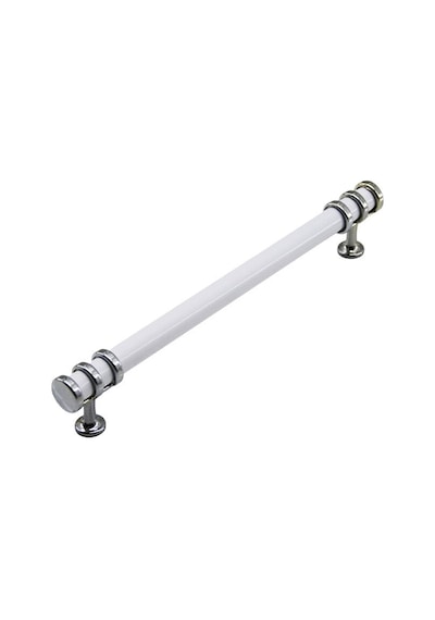 İbico 946 Boru Çekmece Kulp 12.8 Cm - Krom Yüzük Beyaz Kulp- 10'li Paket