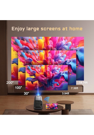 Ydh-q320 Kısa Mesafe Projektör 720p, 4k Destekli, Android 11, Kablosuz Ekran Yansıtma, 600 Lümen İç & Dış Mekan