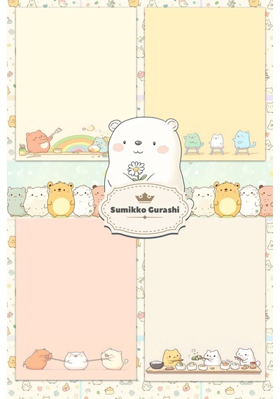 A5 Sumikko Gurashi Bloknot Çizgisiz Defter - 50 Yaprak - Notepad - Not Defteri - Not Kağıdı Çok Renkli Çok Renkli