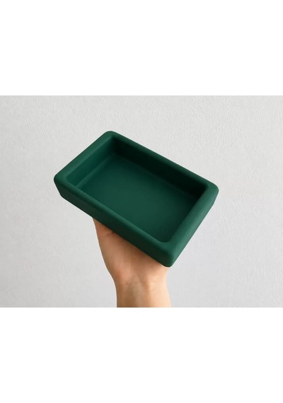 Hubrendy Sh Dikdörtgen Model Beton Kedi Köpek Mama Ve Su Kabı 18 X 10,5 X 4,5 Cm - Yeşil