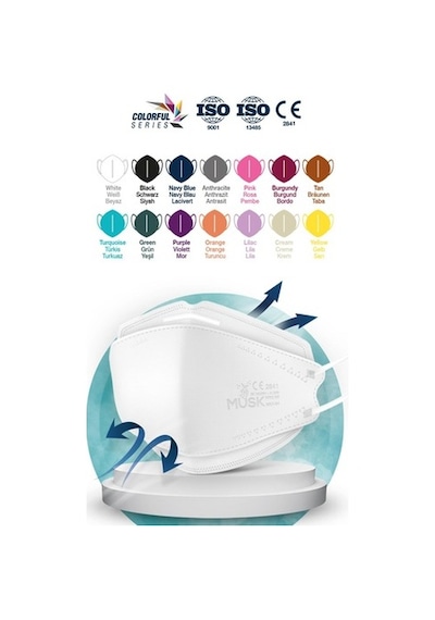 Musk Kf94 Kore Tipi Ffp2 Maske Beyaz Renk 10 Adet