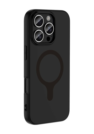 Maks Technology iPhone Uyumlu 16 Pro Kılıf M-safe Şarj Özellikli Mkst Aris Silikon Kapak - Siyah