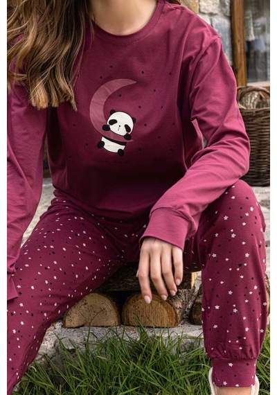 Aydoğan Kadın Pijama Takımı Pamuklu Vişne Çürüğü