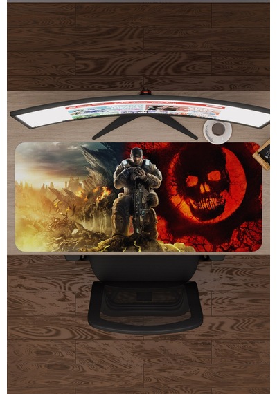 Gears Of War Kaymaz Dikişli Kauçuk Oyuncu Mousepad V1 - 90x40 Xxl Gaming Mouse Pad Fare Altlığı