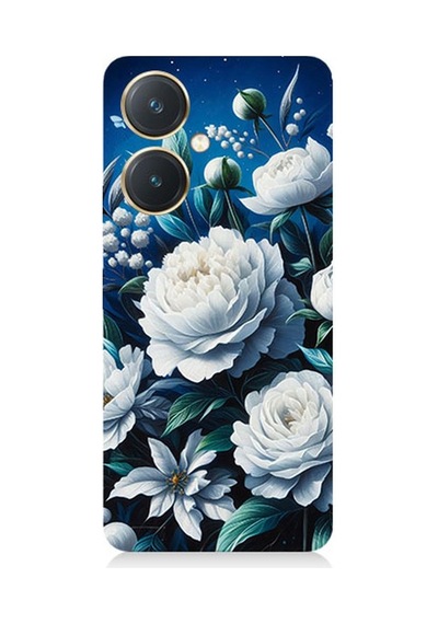 Vivo Y27 Uyumlu Yıldız Gibi Açan Çiçekler Desenli Silikon Kılıf Çok Renkli