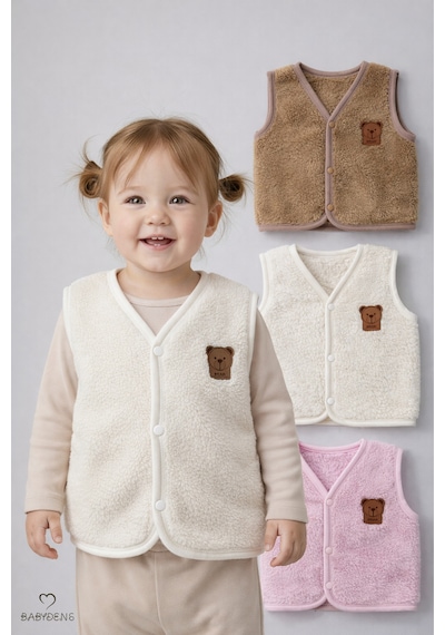 Babyden's 3 Lü Welsoft Yelek Seti Kız Bebek Ve Çocuk Kışlık Peluş Yumuşak Yelek,çıtçıtlı,rahat,günlük Çok Renkli