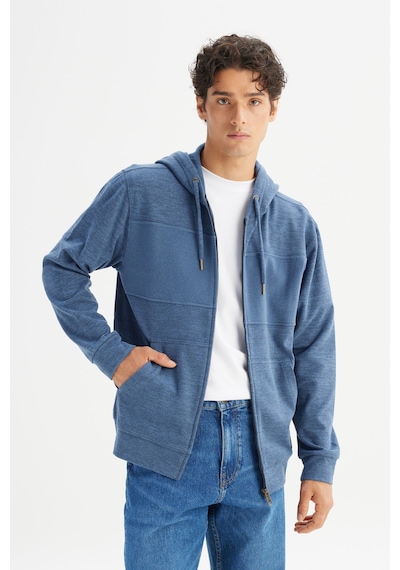 Lee Regular Fit Normal Kesim Cepli İçi Polarlı Kapüşonlu Fermuarlı Sweatshirt Mavi