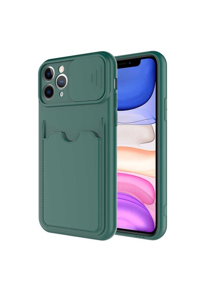 Apple Uyumlu iPhone 11 Pro Kılıf Zore Kartix Kapak Koyu Yeşil