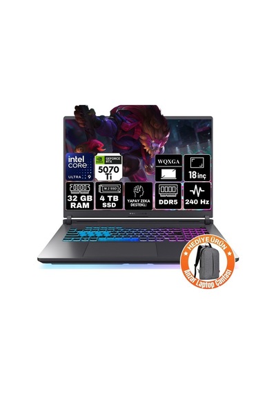 Asus Rog Strix G18 G815JMR-S9035 K38 i9-14900HX 64 GB 512 GB SSD 15.6" W11P Dizüstü Bilgisayar