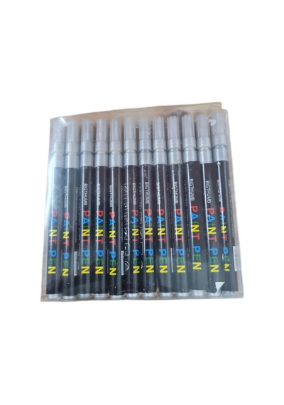 Rötuş Kalemi Paint Pen Gümüş Renk Metal, Ahşap Ve Oto Yüzey Boyası / 12 Adet