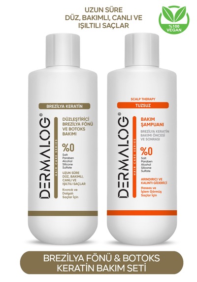 Dermalog Brezilya Fönü & Keratin Botox Bakımı Ve Uygulama Sonrası Bağ Dokusu Güçlendirici Saç Bakım Seti