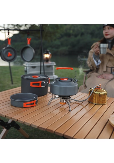 Roxform Nomad 03 Kamp Tencere Seti 4 Kişilik Çok Fonksiyonlu Set Sert Anodize Alüminyum