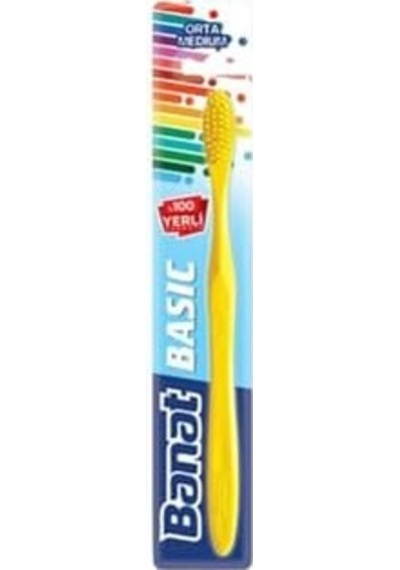 Basic Diş Fırçası - Orta Sertlik Sarı Açık Ahşap