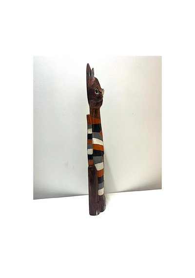 Ahşap Dekoratif Kedi Çizgili 60 Cm Otantik Dekor Biblo