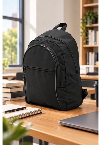 Bags Prime Siyah Çok Bölmeli Sade Günlük Okul Ve Seyahat Sırt Çantası Unisex - Siyah