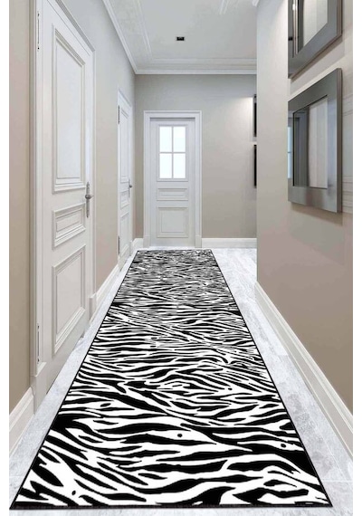 Siyah Kaymaz Zebra Desenli Kesme Rulo Özel Ölçü Yolluk Ar559n11