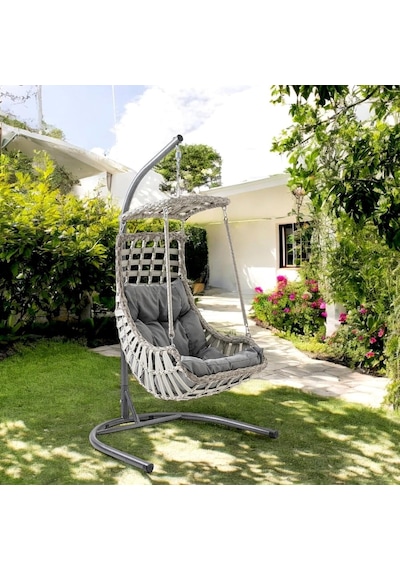 Tr Alaçatı Tekli Rattan Bahçe Balkon Salıncağı Cappuccino Genel