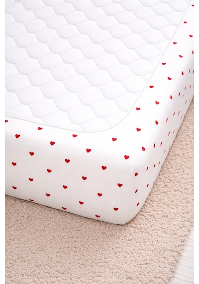%100 Pamuk Lastikli Bebek Çarşafı + Yastık Kılıfı Park Yatak 60x120 70x110 70x120 Uyumlu Kalp