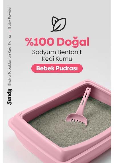 Sandy Bebek Pudrası Kokulu Ekstra Topaklanan Kedi Kumu 10kg