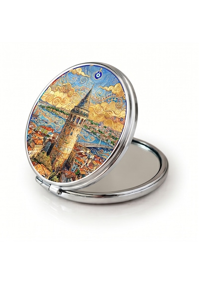Makyaj Aynası Galata Kulesi İstanbul Tasarımlı El Aynası Cep Aynası Kişiye Özel Hazırlanabilir Yuvarlak Seyahat Aynası Çok Renkli Makyaj Aynası Galata Kulesi İstanbul Tasarımlı El Aynası Cep Aynası Kişiye Özel Hazırlanabilir Yuvarlak Seyahat Aynası Çok Renkli