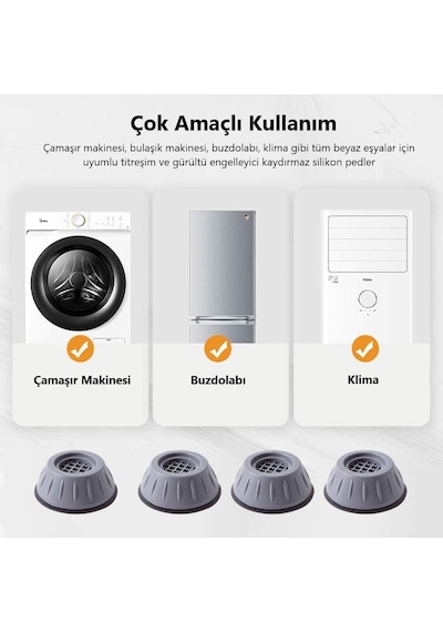 Çamaşır Makinesi Titreşim Önleyici Kaydırmaz Vantuzlu Stoper Set 5570 Altın