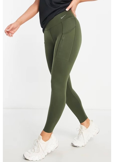 Nike Go Firm Support High Rise Full Length Kadın 6 Cepli Lazer Kesim Antreman Taytı Haki