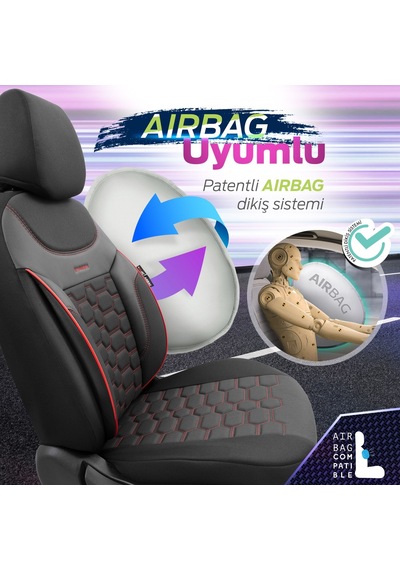 Otom Yeni Carbon Design 3D Dokulu Kumaş Oto Koltuk Kılıfı Tam Set 553380975