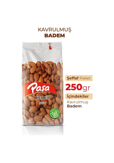 Paşa Kuruyemiş Kavrulmuş Badem Şeffaf Paket 250 G