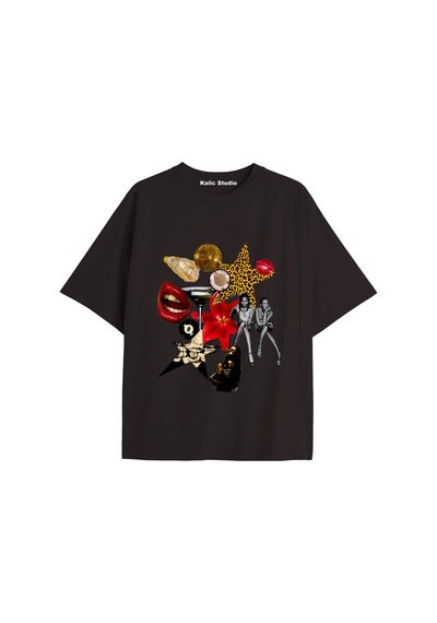 Kalic Studio Unisex Bay Grillz Tee Desenli Siyah Yazlık T-shirt Siyah-174