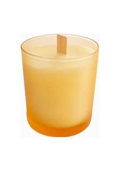 Sandal Ağacı Kokulu Mum 280 Ml - Ahşap Fitil, Turuncu Buzlu Cam Bardak, Uzun Yanma Süresi, Hediye Kutulu 2.8 L