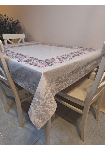 Dora Pano Elyaf Tabanlı Pvc Muşamba - Desenli Silinebilir 115 X 140 Hazır Masa Örtüsü Pembe