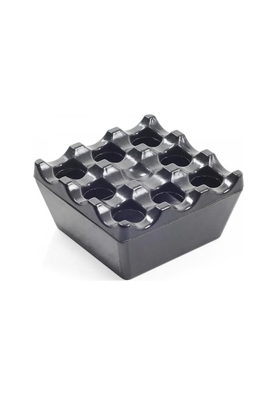 Siyah Metal 9 Delikli Kül Tablası Küllük Kültablası Kırılmaz Kül Tutmaz Metal Siyah Kare Metal Siyah