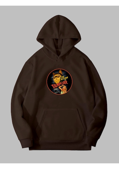 Harmandar Üç İplik Vampurr Kedi Baskılı Unisex Kahverengi Kanguru Cepli Kapüşonlu Sweatshirt Hoodie Vampurrkahverengisweat Harmandar Üç İplik Vampurr Kedi Baskılı Unisex Kahverengi Kanguru Cepli Kapüşonlu Sweatshirt Hoodie Vampurrkahverengisweat