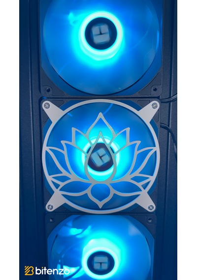Lotus Çiçeği Desenli V2 120x120 Mm Pc Fan Kapağı - Masaüstü Bilgisayar Fan Kapağı Beyaz