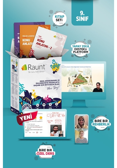 9. Sınıf Mentörüm Paketi 30 Canlı Özel Ders + Birebir Sınav Koçluğu Yapay Zeka Destekli Dijital Platform ve 8 Parça Basılı Kitap Seti