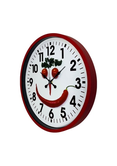 Büro Ev Ofis Hediyesi İçin 36cm Kırmızı Happy Kitchen Mutfak Duvar Saati Diğer