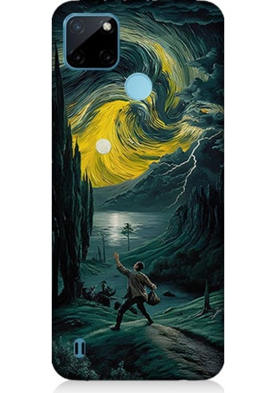 Realme C21y Uyumlu Van Gogh Yolu Desenli Silikon Kılıf