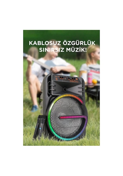 P-08 Bluetooth Hoparlör Kablosuz Tekerlekli Taşınabilir Kablosuz Speaker Toplantı Anfisi