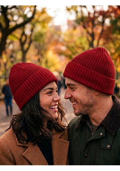 Hamze Düz Basic Fitilli Kışlık Pamuklu Unisex Bere Kırmızı