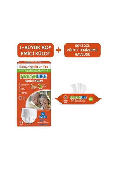 Large Emici Külot Bez 30 Adet+ 2xl Vücut Temizleme Havlusu 50 Yaprak L